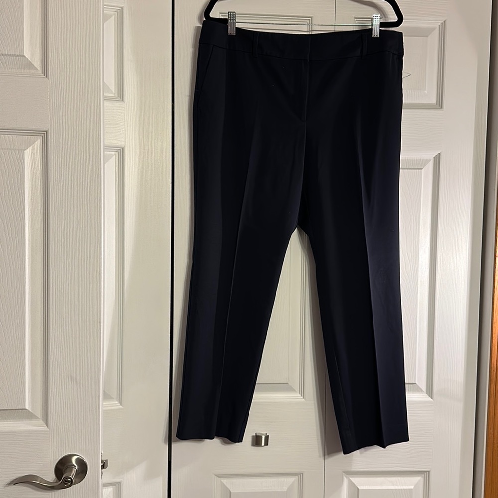 Navy blue dress slacks.